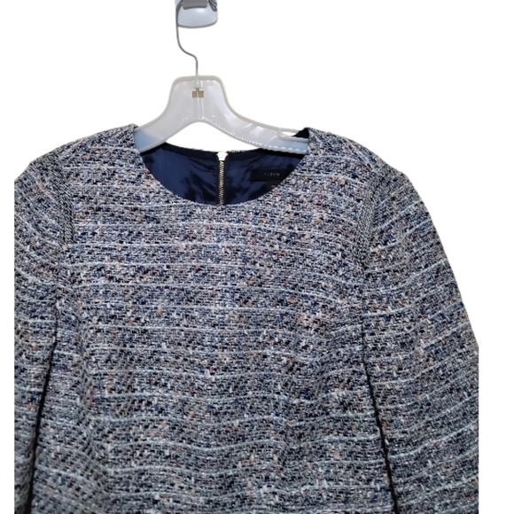 J.Crew White Multicolor Tweed Fringe  3/4 Sleeve Midi Dress Sz 8P - Picture 4 of 8